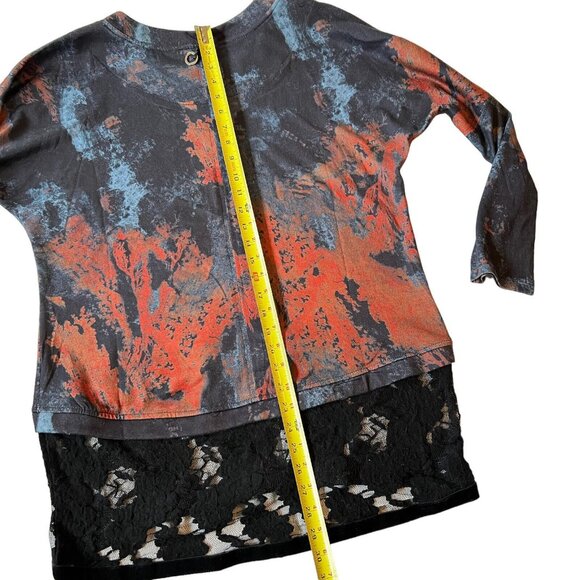 Kaktus Tunic Top XL Long Sleeve Lace Hem Trim Multicolor Black Blue Purple Brown - Picture 11 of 11